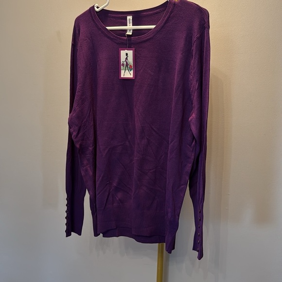 Zenana outfitters crewneck purple knit sweater NWT 2X - Picture 6 of 9